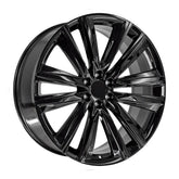 Angle view of a 26x10 Gloss Black wheel replacement for Cadillac Escalade replica rim 9511082